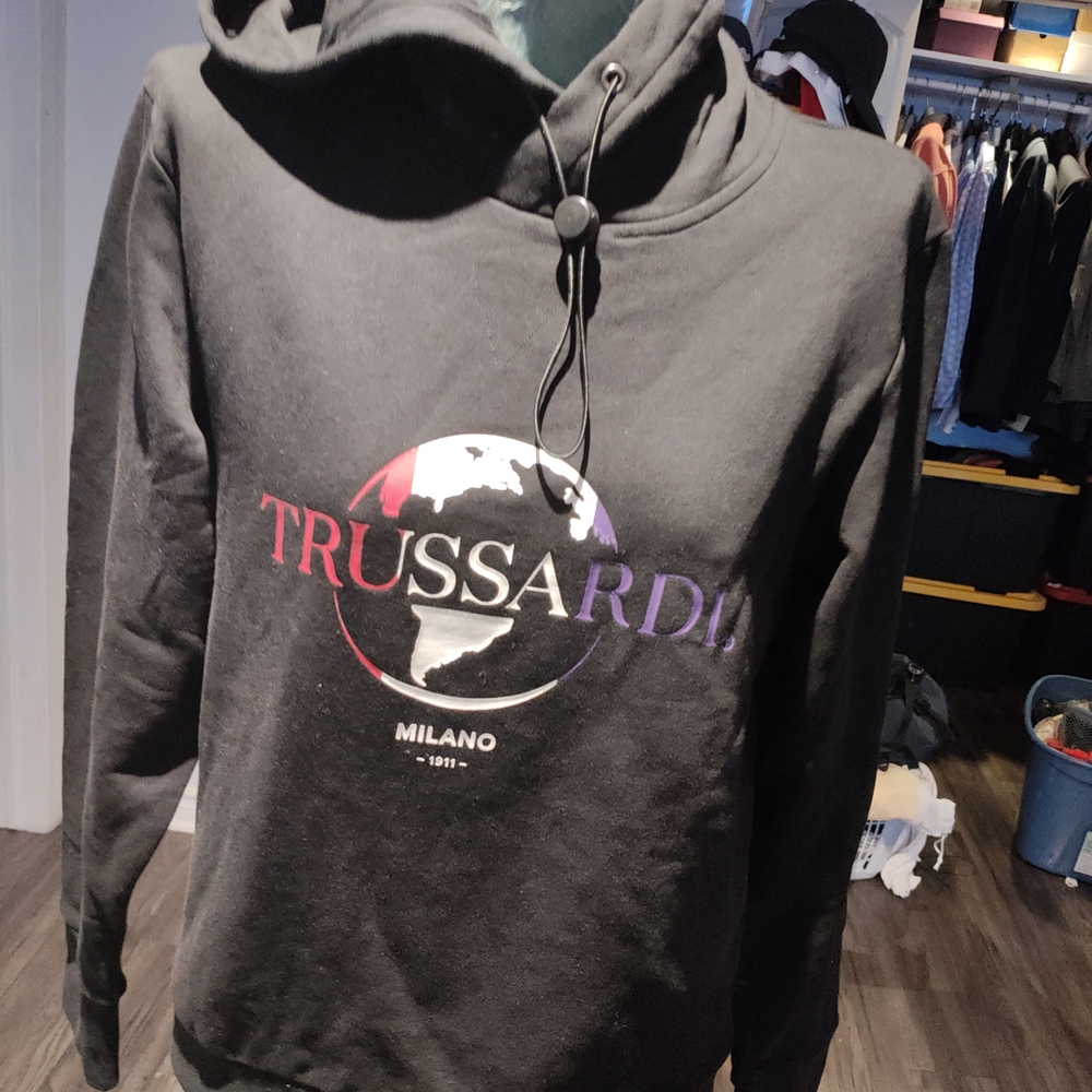 Trussardi Black and Purple Logo Hoodie